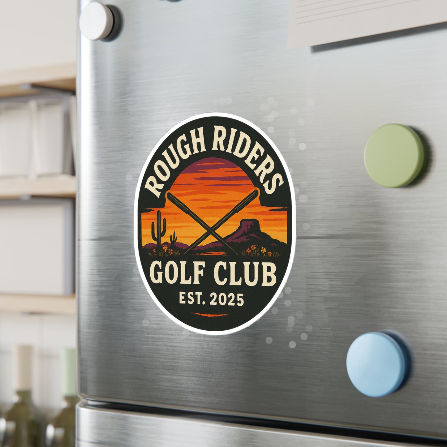 Rough Riders Golf Club Sunset Desert Vinyl Sticker