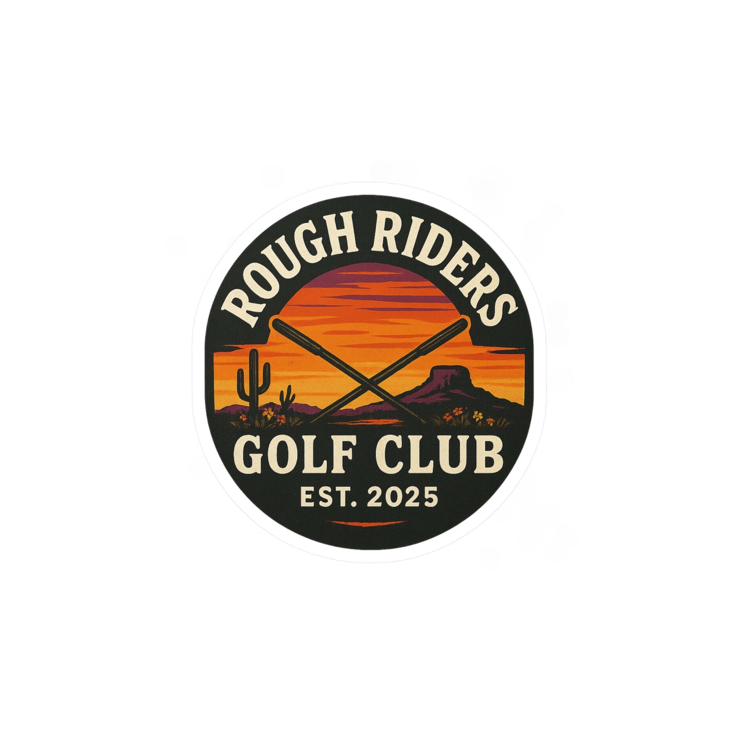 Rough Riders Golf Club Sunset Desert Vinyl Sticker