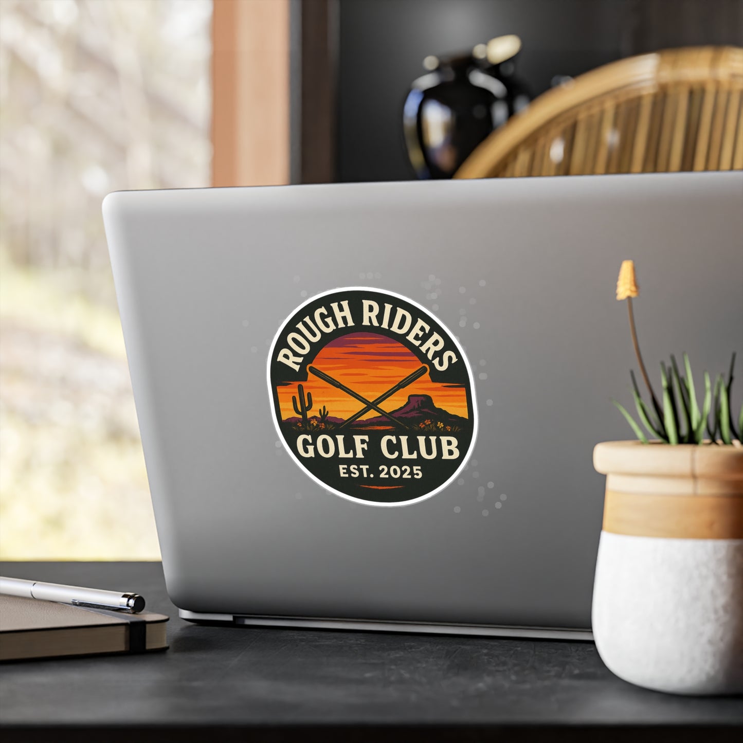 Rough Riders Golf Club Sunset Desert Vinyl Sticker
