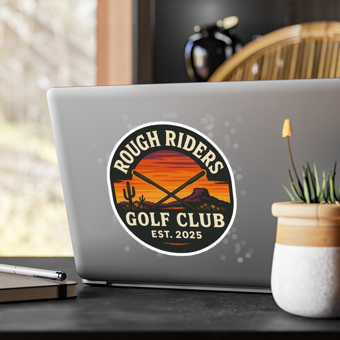 Rough Riders Golf Club Sunset Desert Vinyl Sticker