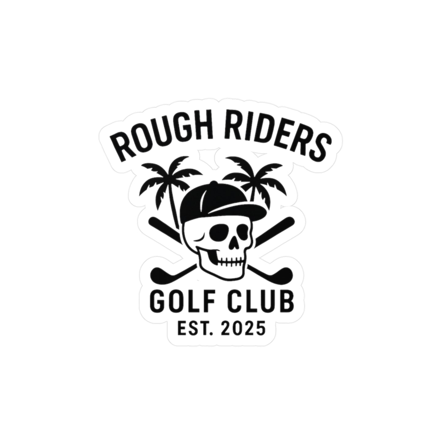 Rough Riders Golf Club Skull & Cross Clubs Sticker