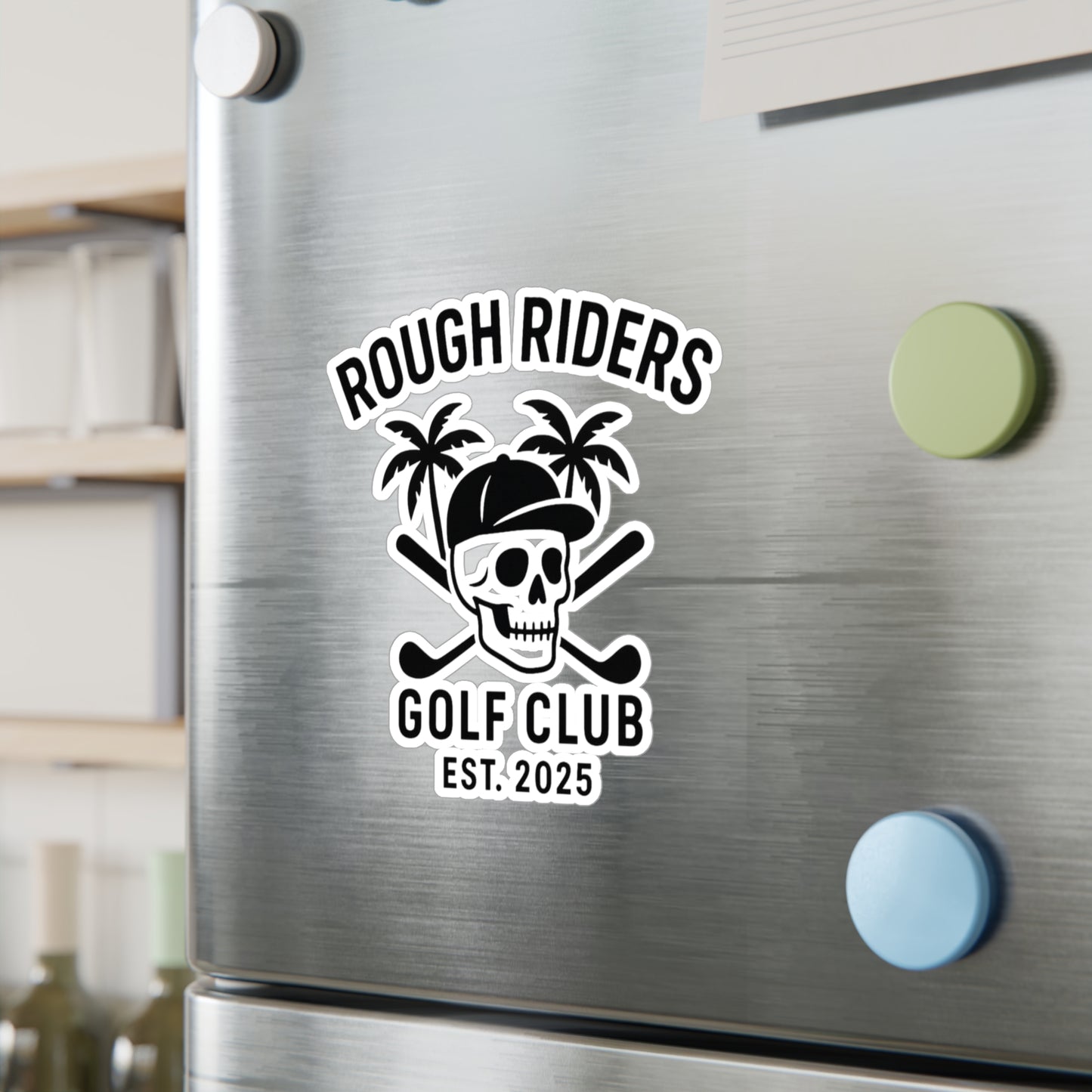 Rough Riders Golf Club Skull & Cross Clubs Sticker