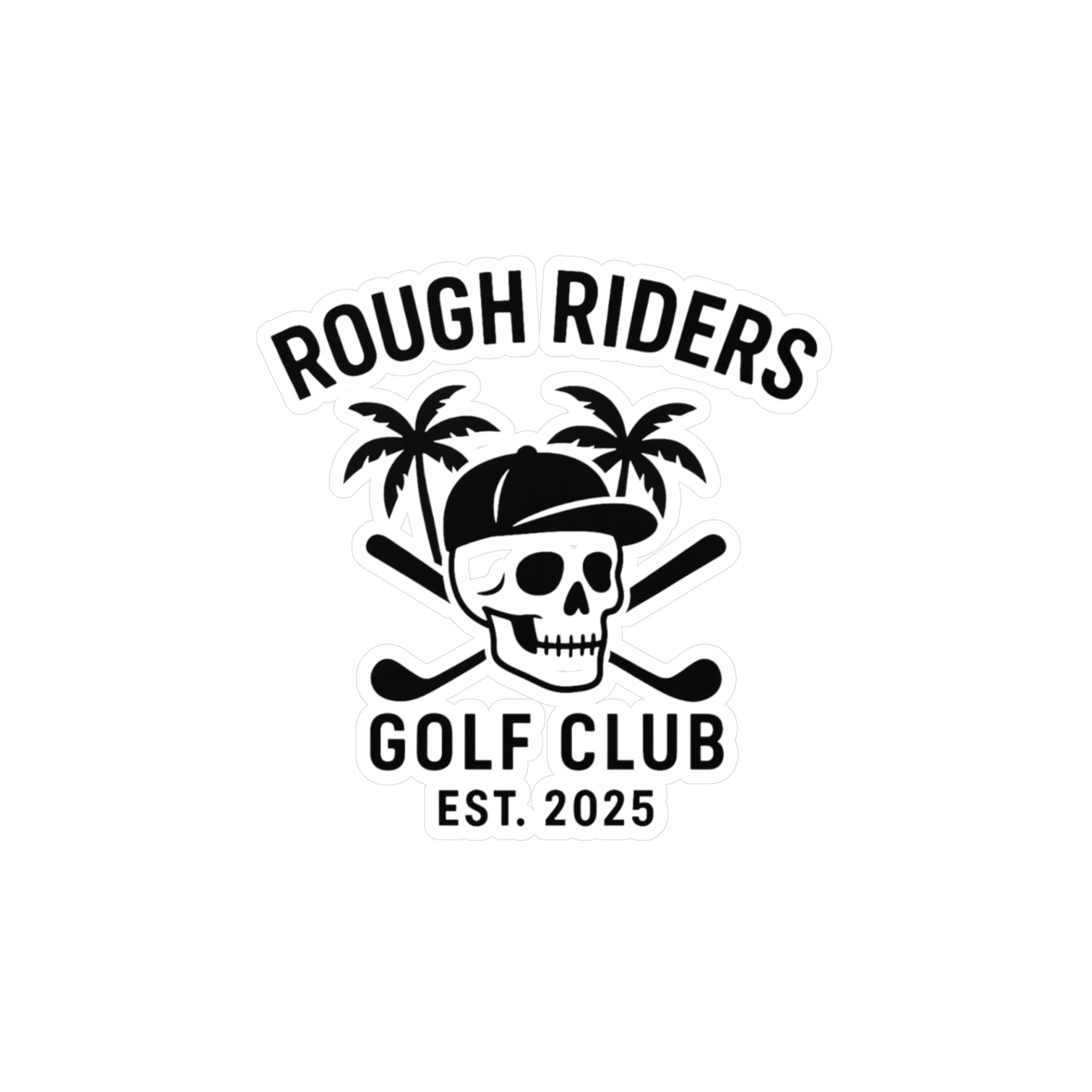 Rough Riders Golf Club Skull & Cross Clubs Sticker