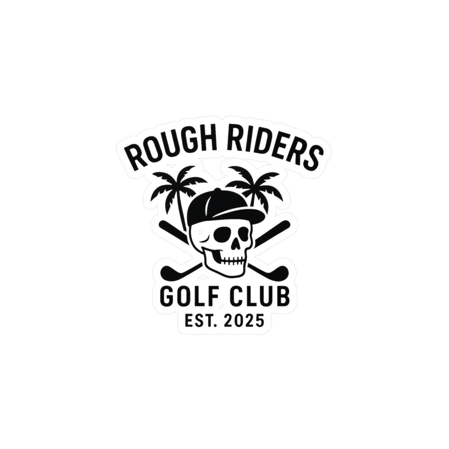 Rough Riders Golf Club Skull & Cross Clubs Sticker