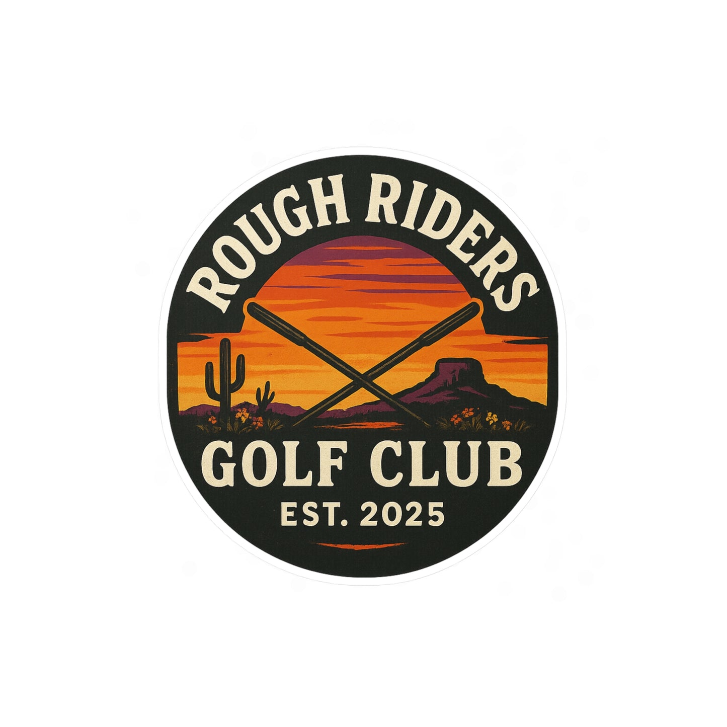 Rough Riders Golf Club Sunset Desert Vinyl Sticker