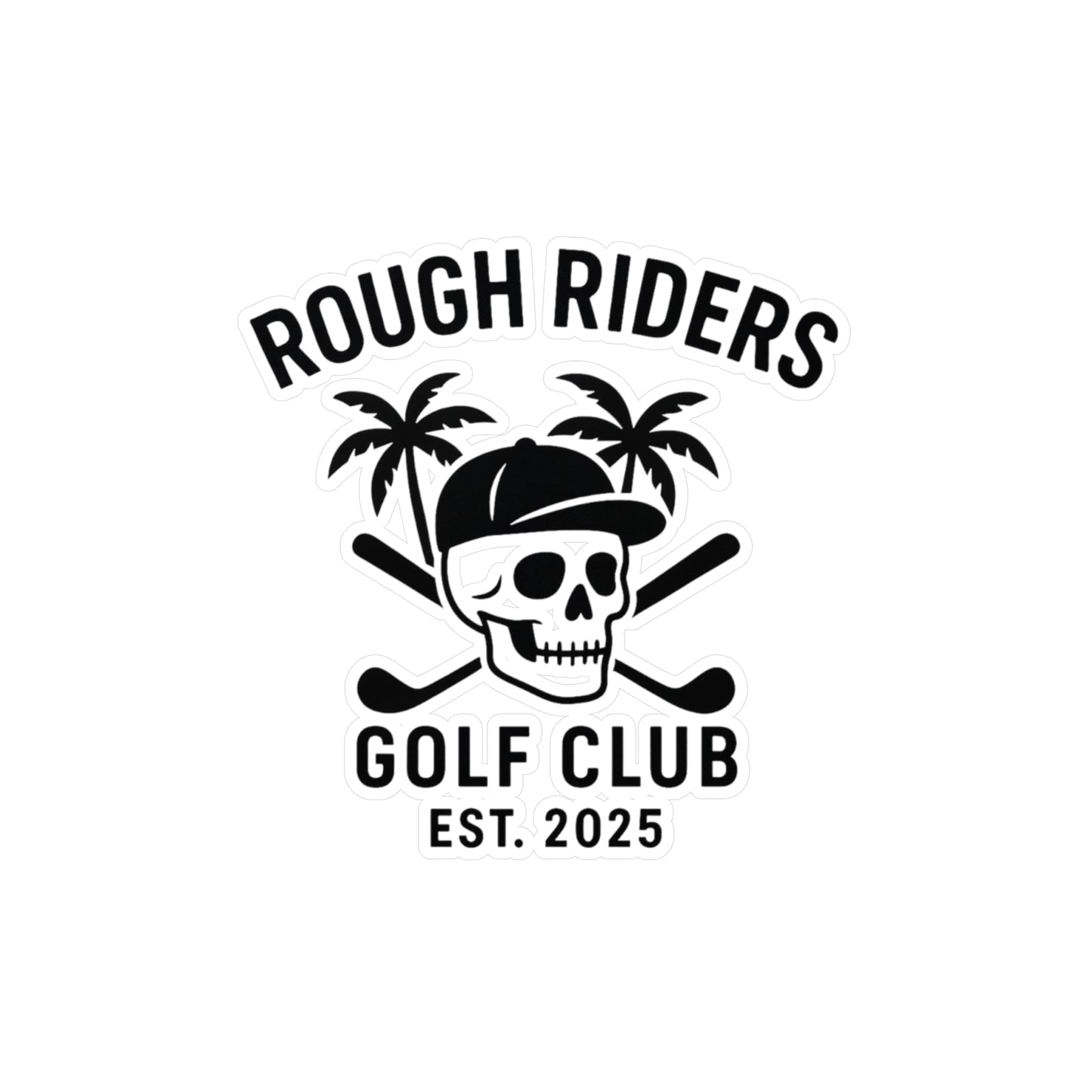 Rough Riders Golf Club Skull & Cross Clubs Sticker