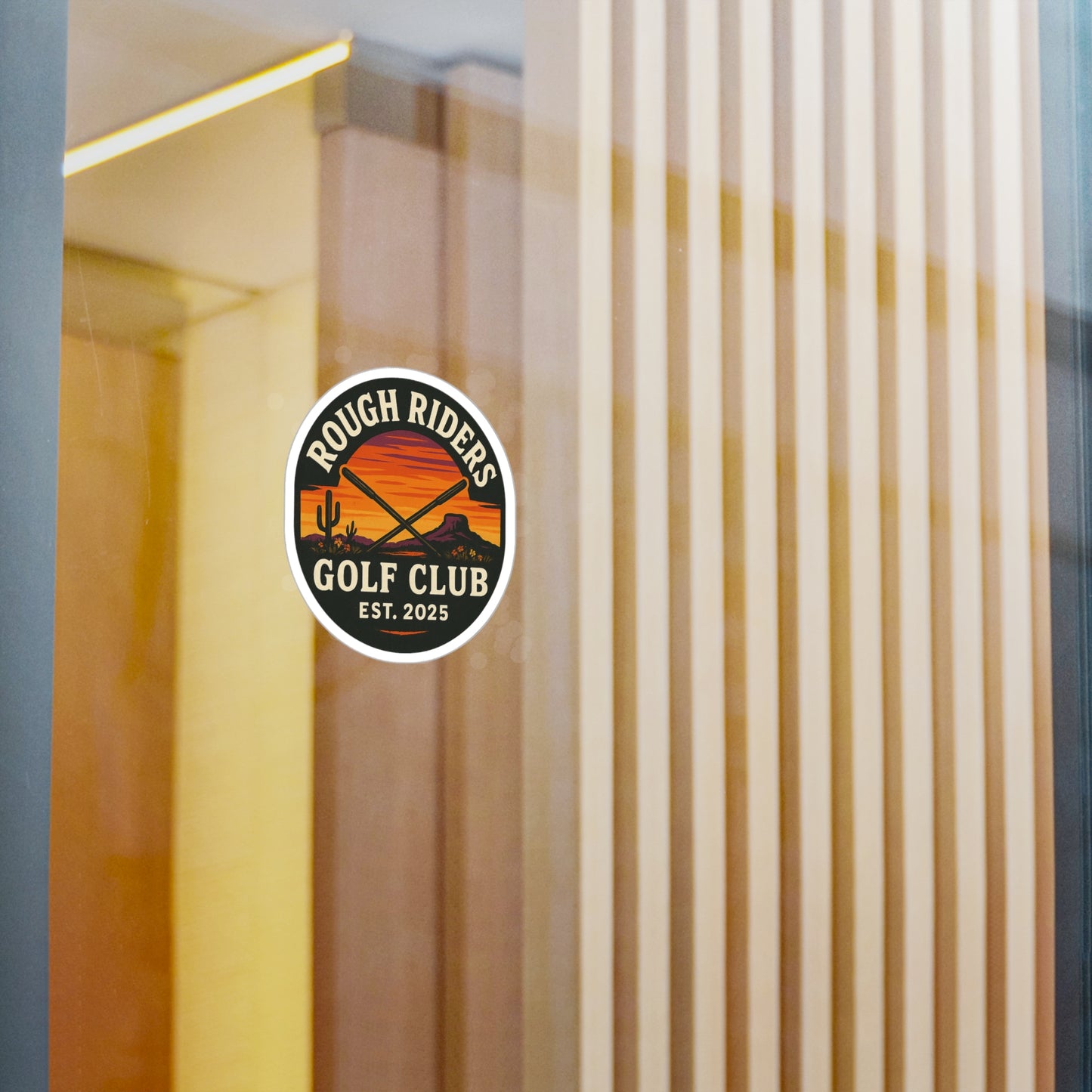 Rough Riders Golf Club Sunset Desert Vinyl Sticker