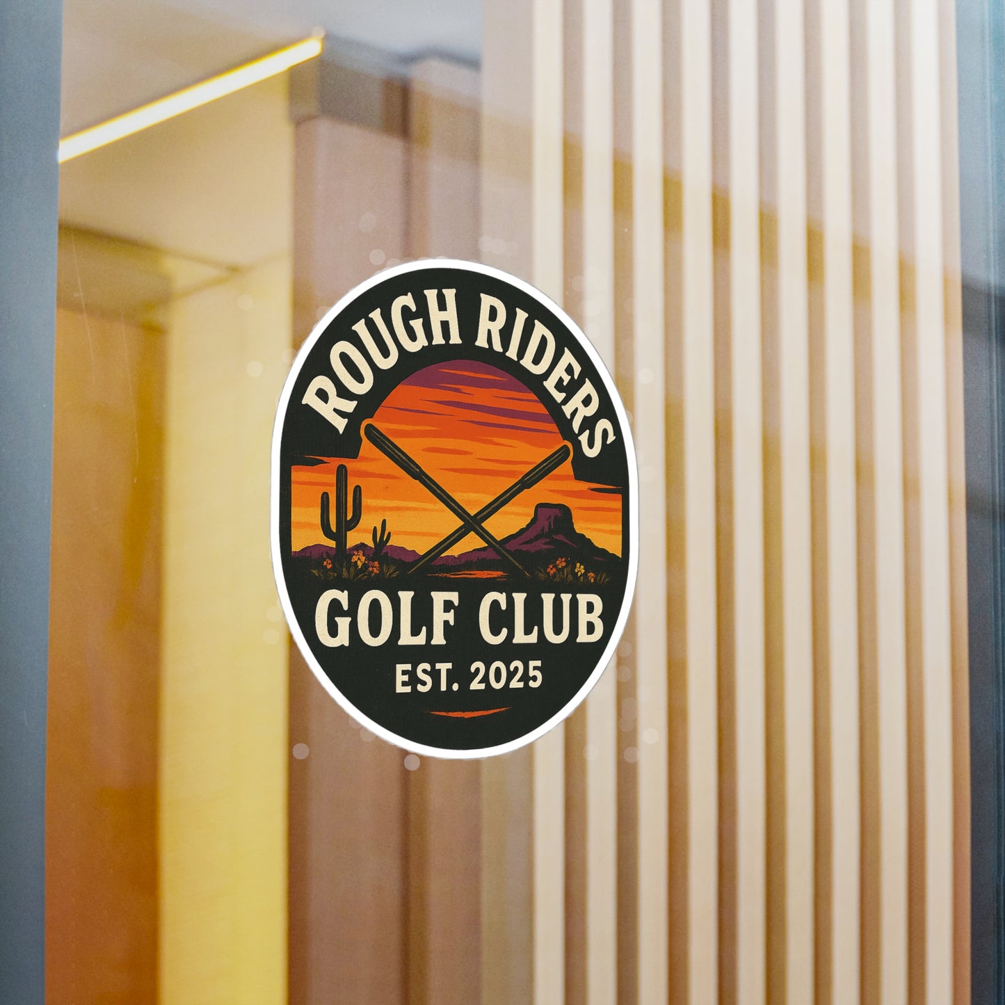 Rough Riders Golf Club Sunset Desert Vinyl Sticker