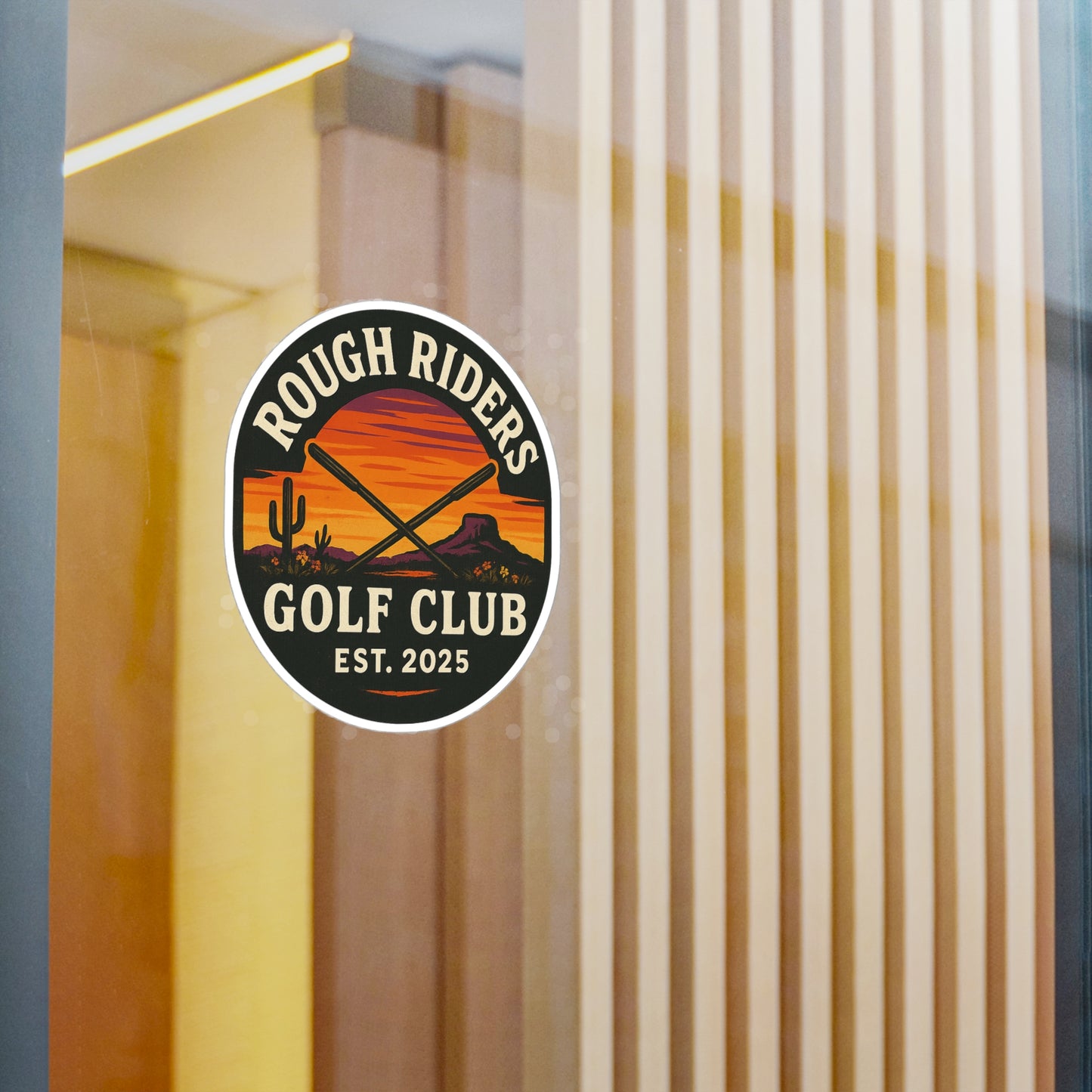 Rough Riders Golf Club Sunset Desert Vinyl Sticker