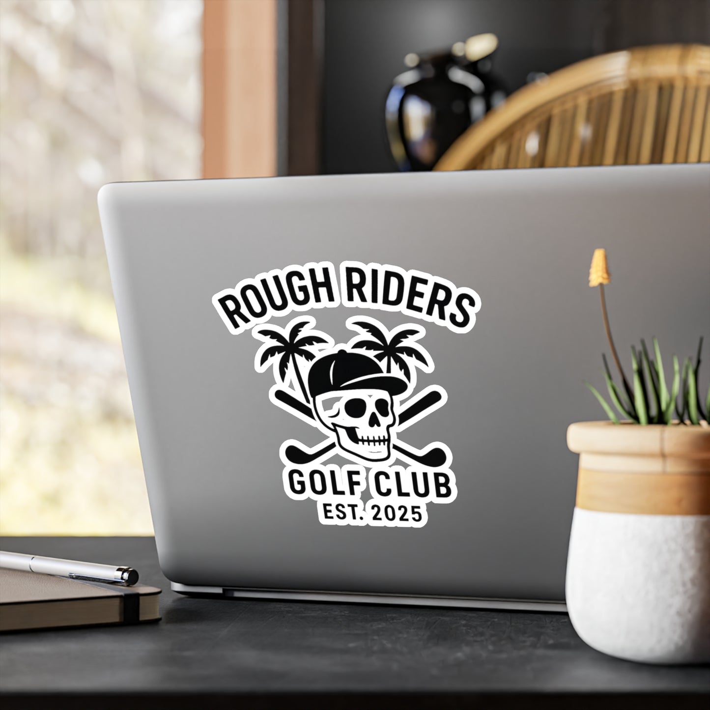 Rough Riders Golf Club Skull & Cross Clubs Sticker